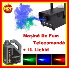 Masina De Fum Club Leduri Evenimente Telecomanda+1L Lichid foto