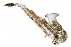 Saxofon Sopran curbat Karl Glaser ALB+AURIU NOU Sopranina Si b foto