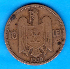 (MR1) MONEDA ROMANIA - 10 LEI 1930, CAROL II foto