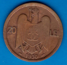 (MR25) MONEDA ROMANIA - 20 LEI 1930 PARIS, REGELE CAROL II foto