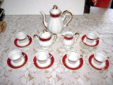 645- Zajecar Yugoslavia Servici vintage cafea portelan 6 persoane st. f. buna.