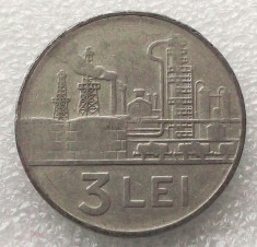 ROMANIA RPR 3 LEI 1963, 5.86 g, Ni Clad Steel, 27 mm ** foto