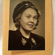 Fotografie veche portret femeie, fotograf Hardemar, Norvegia, 14.5x10.5cm