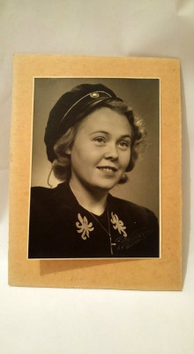 Fotografie veche portret femeie, fotograf Hardemar, Norvegia, 14.5x10.5cm foto