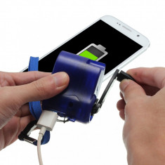 Mini Incarcator Telefon Universal cu Dinam Generare Curent USB foto