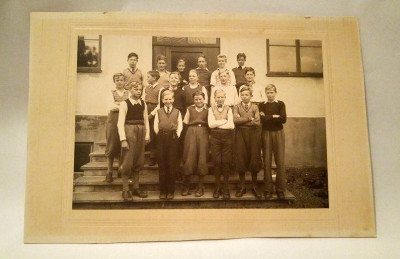 Fotografie veche group de copii elevi scolari baieti, Norvegia foto