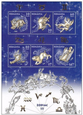 Zodiac I+II, 2011, nr. lista 1900a si 1919a, blocuri de 6 timbre foto