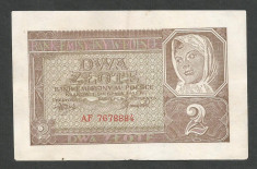 POLONIA 2 ZLOTI ZLOTE 1941 , Ocupatie Nazista [2] P-100 , VF+ foto