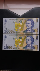 bancnote romanesti 1000lei 1998 serii consecutive unc foto