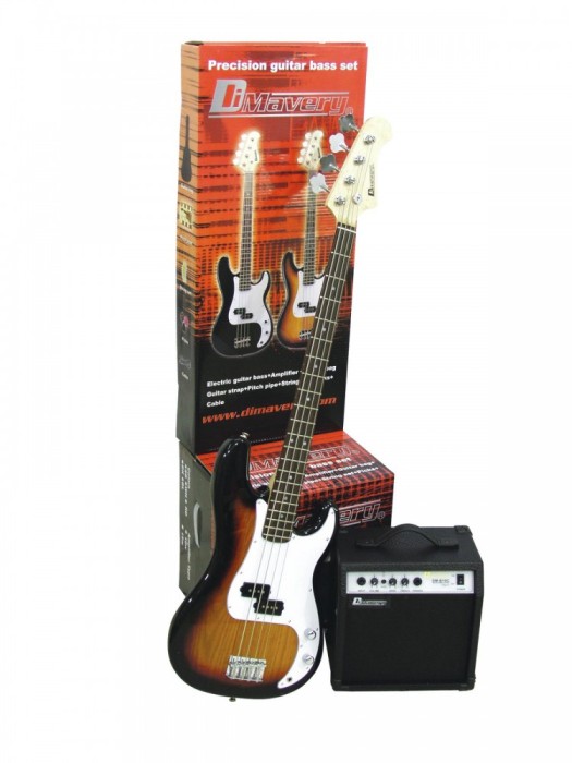 Set chitara electrica/bass, sunburst, Dimavery BGS-10SB Set chitara electrica/bass, sunburst, Dimavery BGS-10SB