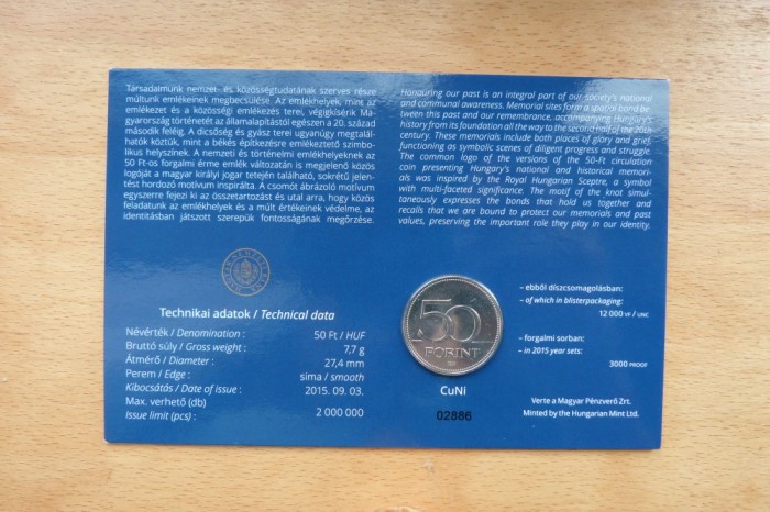 50 forint 2015 Nemzeti emlekhelyek