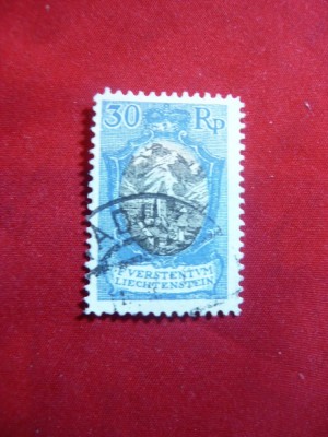 Serie Liechtenstein 1925 -1 val. stampilata - Uzuale - Munti foto