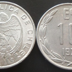 Moneda exotica 10 ESCUDOS - CHILE, anul 1974 *cod 3068 = RARA UNC luciu batere