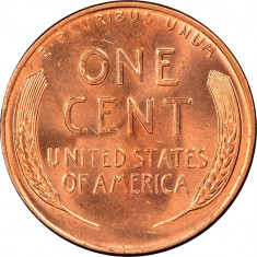 SUA/USA 1 cent (Lincoln/Wheat) 1957 D _ UNC , luciu batere foto