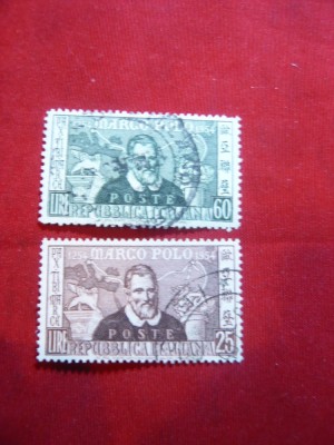 Serie Italia - 700 Ani Marco Polo 1954 , 2 valori stampilate foto