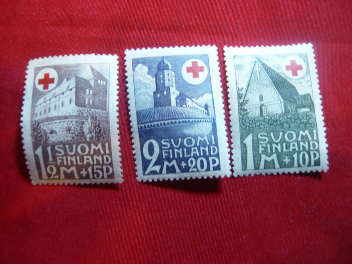Serie Finlanda 1931 - Crucea Rosie - Cladiri , 3 valori sarniera