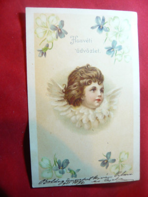 Ilustrata - Felicitare- Ingeras cu guleras -1901 circulat foto