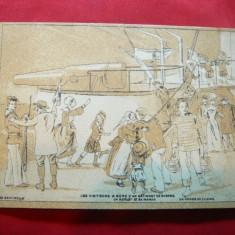 Ilustrata de autor- Vas de Razboi- Vizitatori la bord , marinari ,1912 la Bucure