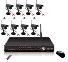 Sistem supraveghere NVR-DVR wireless cu 8 camere foto