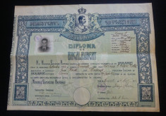 Diploma de bacalaureat/ 1940, Regele Carol al II-lea, liceul Spiru Haret foto