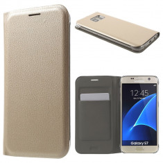 Husa protectie de tip flip cover CS pentru Samsung Galaxy S7 G930, gold foto