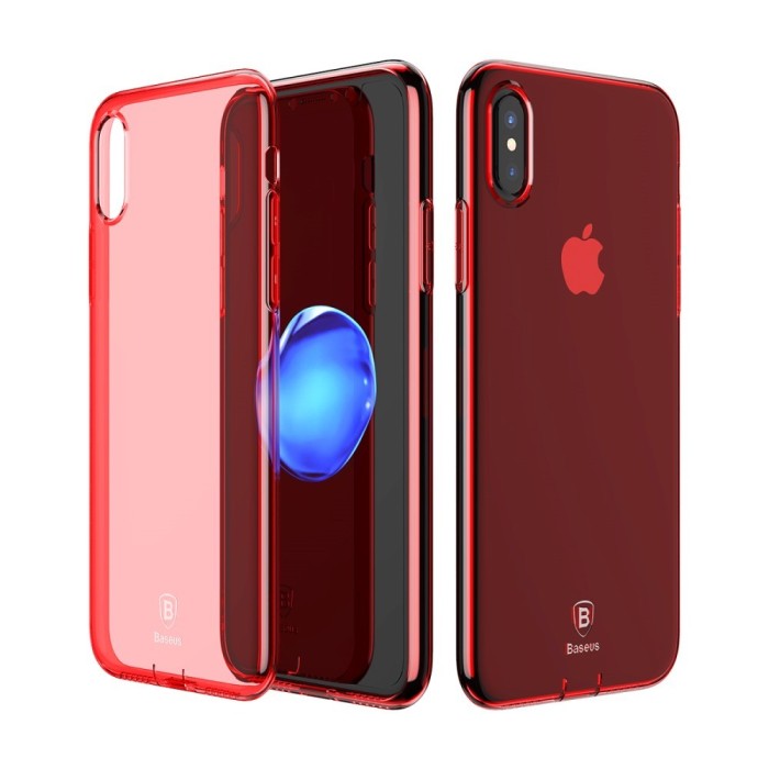 Carcasa protectie spate din gel TPU cu dopuri anti-praf pentru iPhone X 5.8 inch, rosie foto mare Carcasa protectie spate din gel TPU cu dopuri anti-praf pentru iPhone X 5.8 inch, rosie foto mare