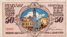 SV * Ungaria 50 FILLER 1918 NOTGELD / bancnota locala Sopron RARA ! foto