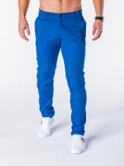 Pantaloni pentru barbati, albastru, casual, slim fit, elegant, bumbac - P631 foto