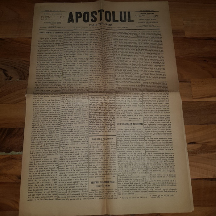 ziarul apostolul 10 noiembrie 1901-articolul &quot; credinta primitiva a crestinilor&quot;