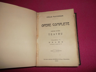 Vasile Alecsandri Vol VI, Teatru Drame +Vol III Comedii /1903 foto