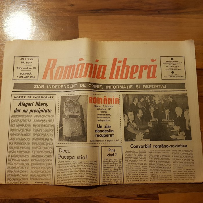 ziarul romania libera 7 ianuarie 1990-convorbiri romano-sovietice