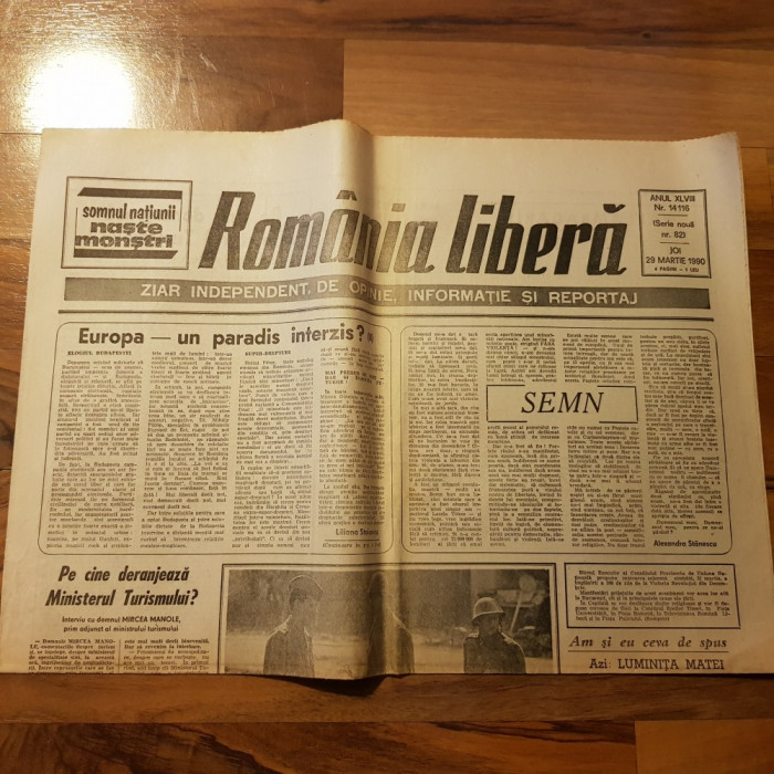 ziarul romania libera 29 martie 1990-mitingul soldatilor din piata victoriei