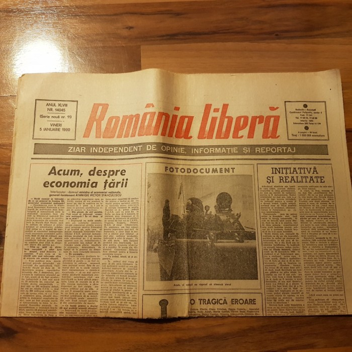 ziarul romania libera 5 ianuarie 1990-foto si articole de la revolutie