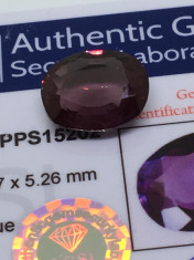 Safir 8.40ct violet natural Sri Lanka cu certificat foto