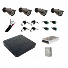 Kit sistem complet profesional 4 camere supraveghere exterior 4 in 1 full hd 30 m IR+hard 1TB foto