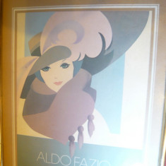 ALDO FAZIO Art Deco litografie Reco International Femeie- roz-bleu, 18,8x24cm