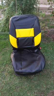 huse auto negru cu galben din imitatie piele foto