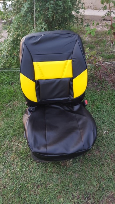 huse auto negru cu galben din imitatie piele