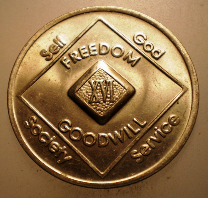 2.322 MEDALIE/JETON FREEDOM NA NARCOTICS ANONYMOUS XVI 34mm