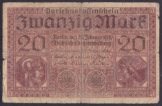 Bancnota Germania 20 Marci 1918 - P57 Fine foto