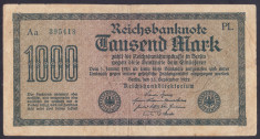 Bancnota Germania 1.000 Marci 1922 - P76e VF (filigran vertical - serie verde) foto