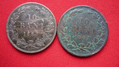 10 BANI 1867 WATT SI HEATON *** LOT 2 BUC foto