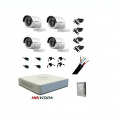 KIT 4 CAMERE SUPRAVEGHERE HIKVISION 720P EXTERIOR COMPLET+HARD 1TB foto