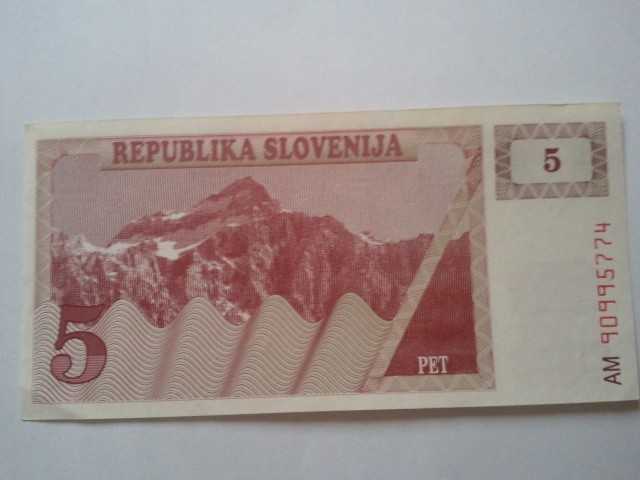 Slovenia 5 tolar 1990, UNC