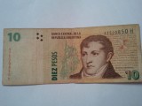 Bancnota Argentina 10 Pesos, Circulată, Numismatică