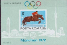 1972 Romania , Lp 789 - Preolimpiada Munchen, Colita nedantelata- MNH foto