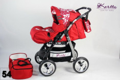 Carucior 2 in 1 Vip 54 (Rosu cu Floricele) Kerttu foto