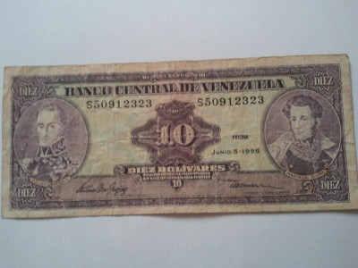 Venezuela 10 bolivares 1995, circulata foto