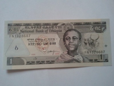 Etiopia 1 baht 2006, UNC foto