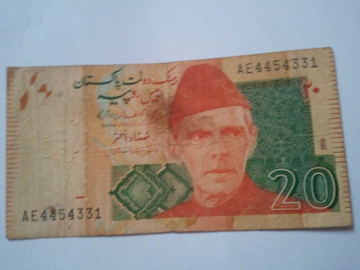 Pakistan 20 rupees 2008, circulata foto